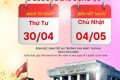 THÔNG BÁO LỊCH NGHỈ LỄ 30/4 VÀ 01/5 NĂM HỌC 2024 – 2025